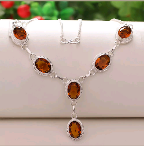 Silver, citrine necklace