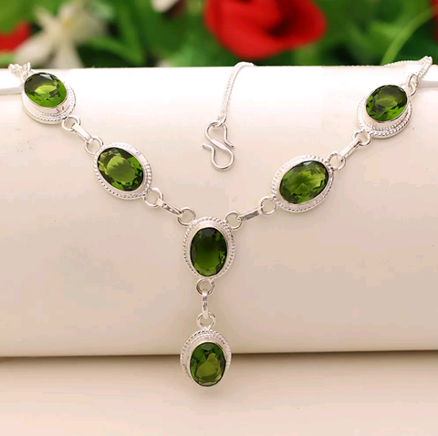 Silver, peridot necklace