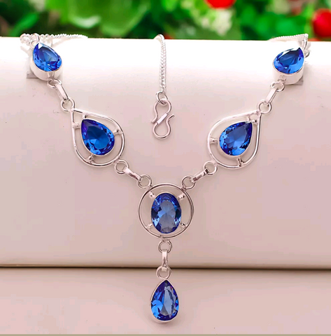 Silver, tanzanite quartz necklace
