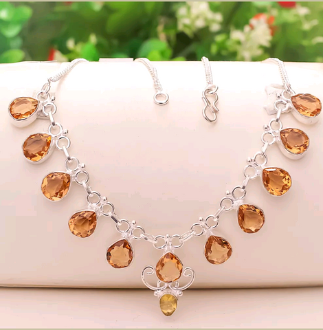 Silver, morganite necklace