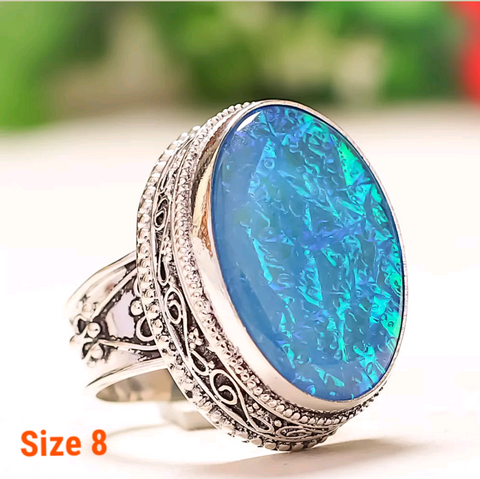 Silver, austalian triplet opal size 8