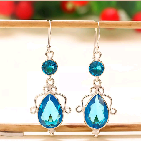 Silver, blue topaz earrings