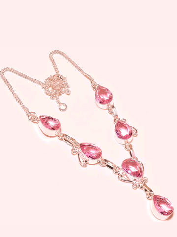 Silver, pink kunzite necklace