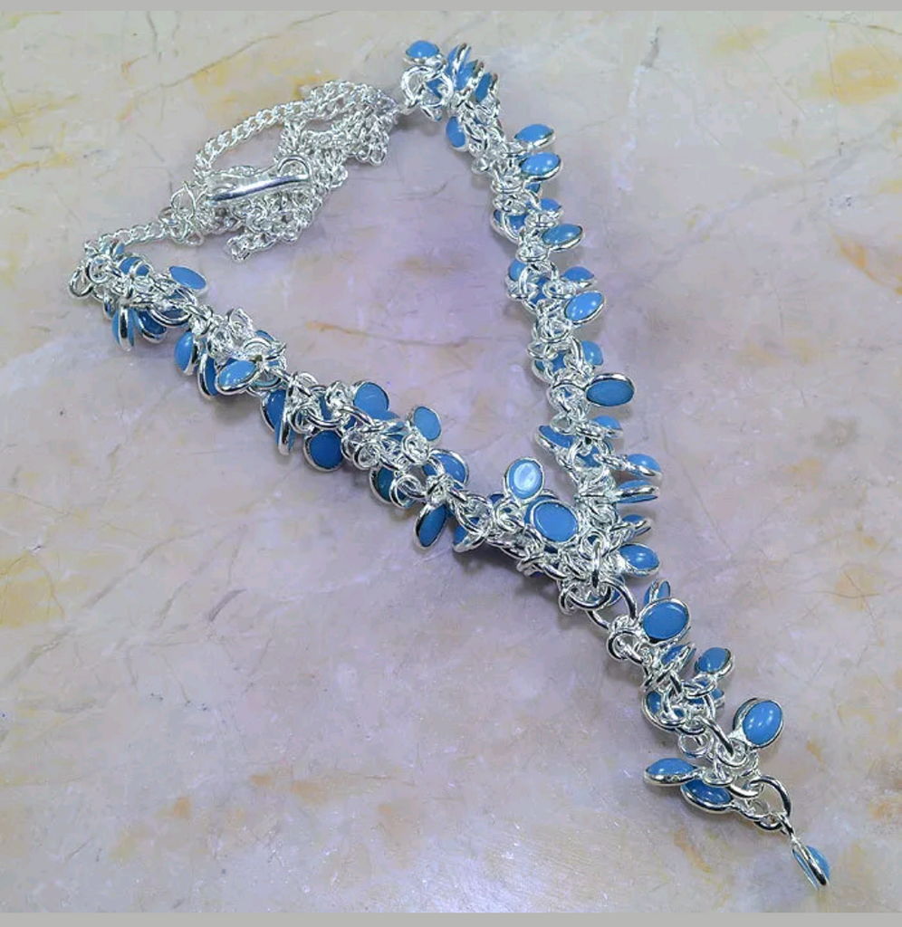 Silver, blue chacedony necklace