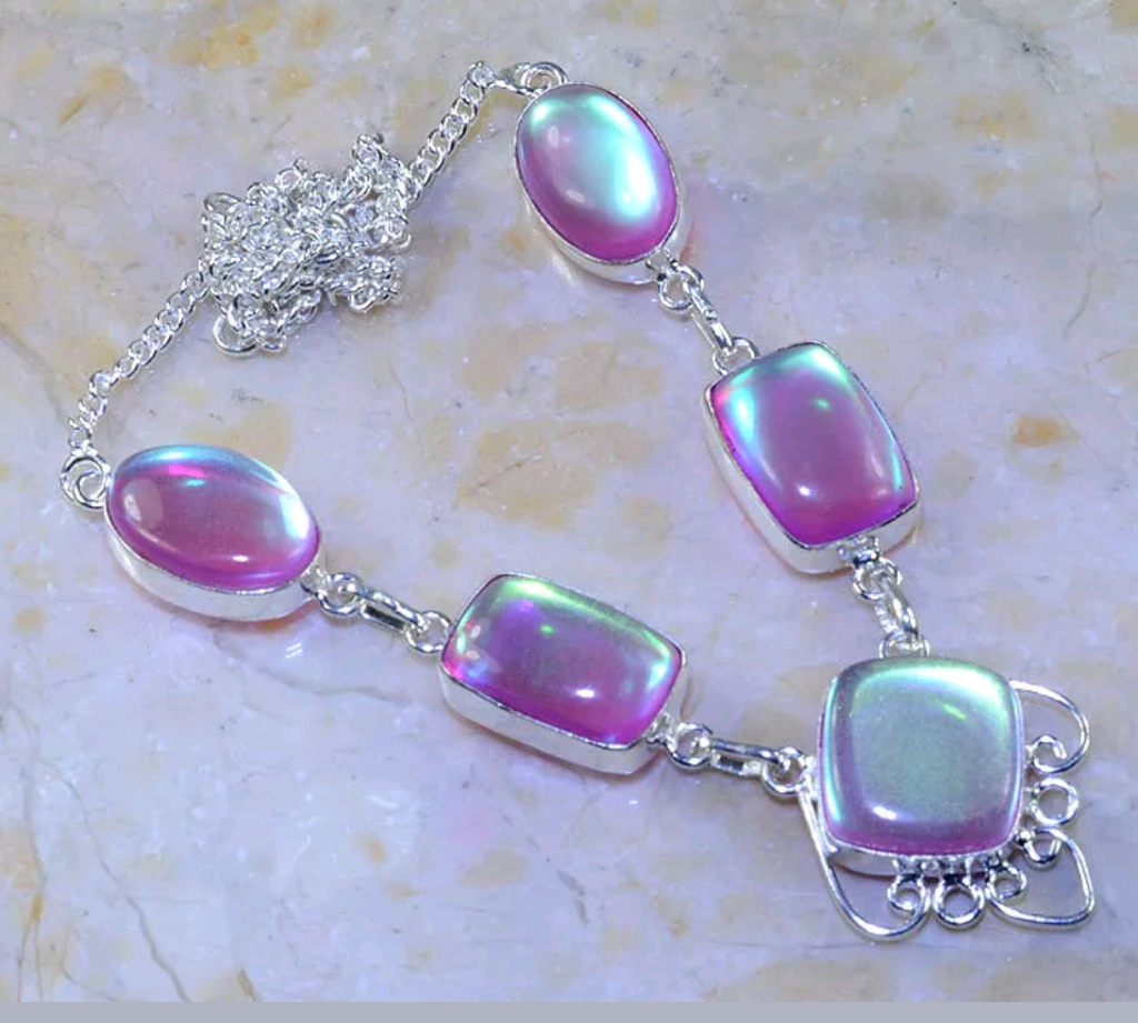 Silver rainbow topaz necklace