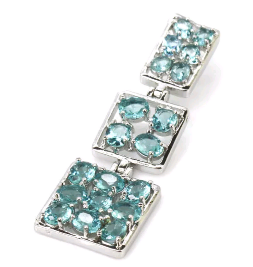 Silver, blue aquamarine necklace