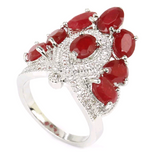 Silver, real rubies size 6