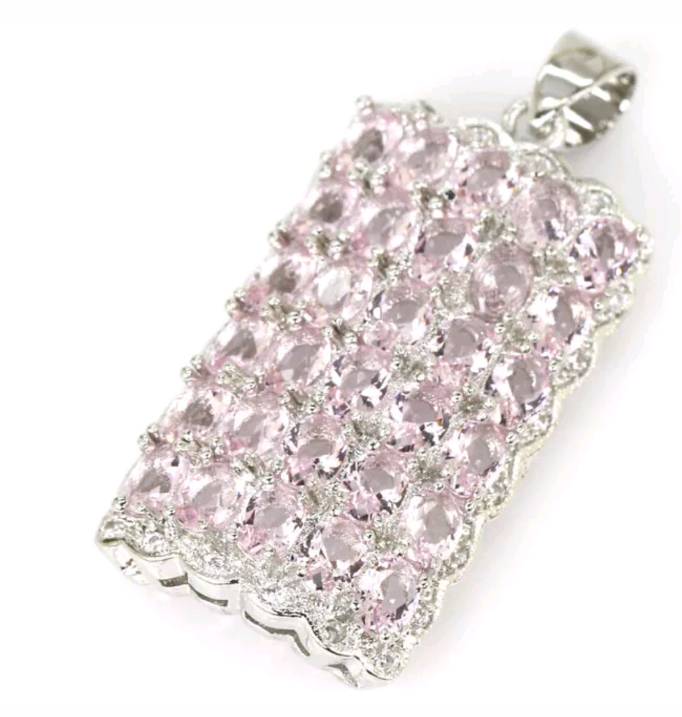 Silver, pink kunzite pendant