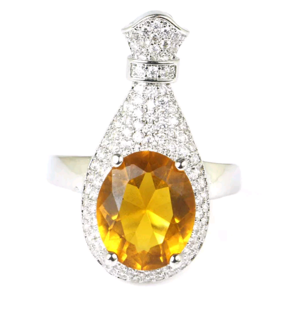 Silver, yellow citrine size 8