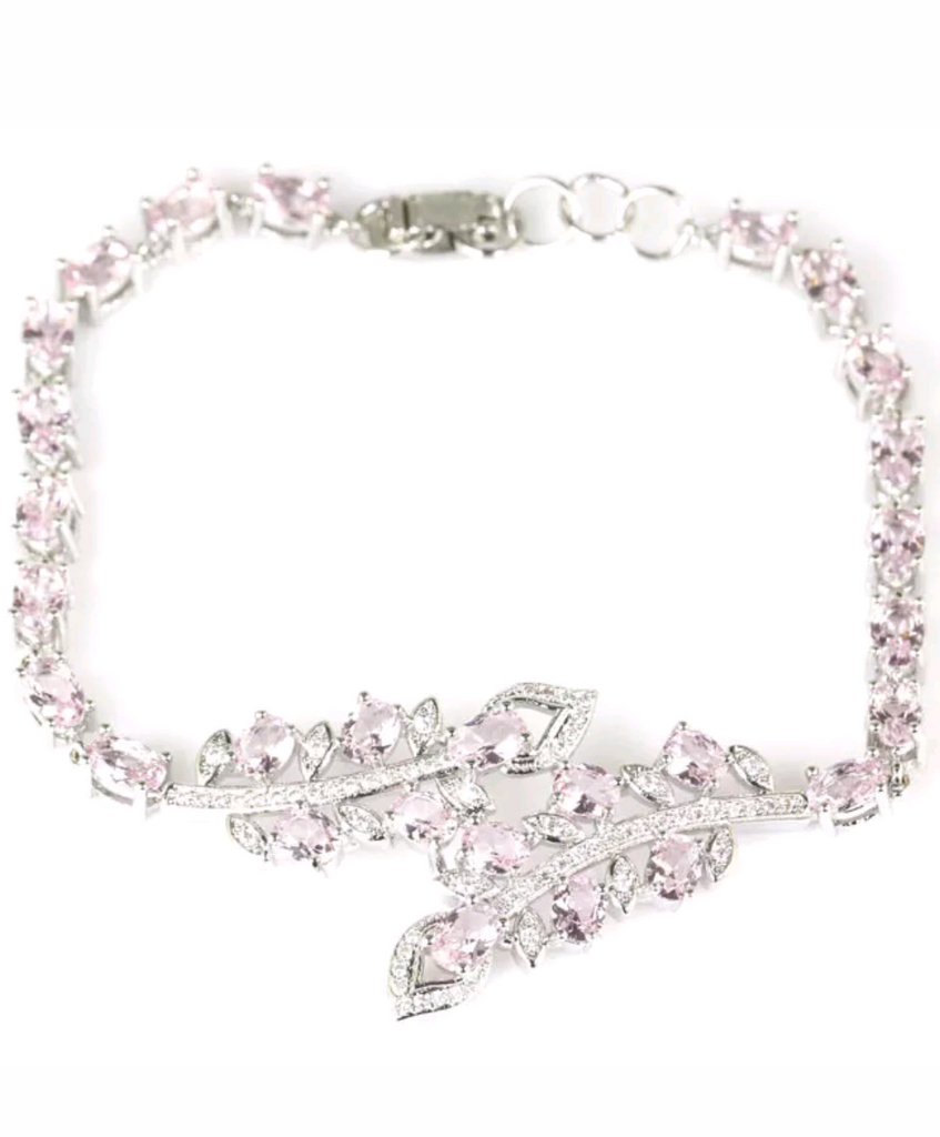 Silver, pink kunzite necklace